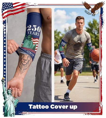 Aegend Arm Sleeves for Men Father's Day July 4th,1776-2026 250 American Flag Arm Sleeves for Baseball Football Basketball (America 03) - Thumbnail 5