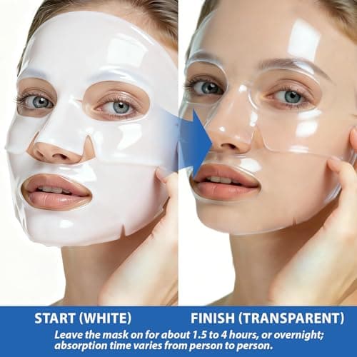 ABOTE Collagen Facial Sheet Mask - Overnight Jelly Gel Transforming from White to Transparent for Glass Glow Skin, Boost Elasticity, Even Skin Tone & Hydrate, 1.23oz (35g) x 4 Pack - Thumbnail 4