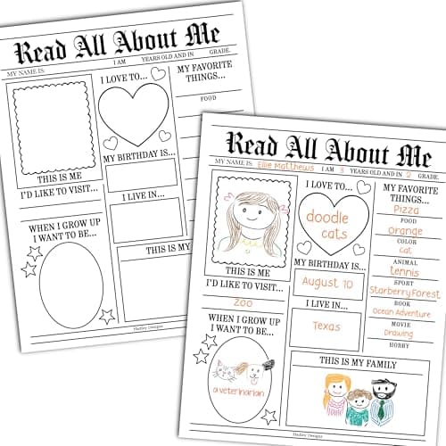 Hadley Designs All About Me Posters Elementary - 20 Star Student Poster, All About Me Posters Preschool & Kindergarten Must Haves, Star of The Week Poster Elementary Classroom Decor, Teacher Supplies - Image 1