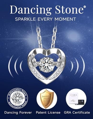 MomentWish Dancing Heart Necklace for Women, 0.5 Dancing Moissanite Necklace for Her, 925 Sterling Silver Pendant Anniversary Birthday Christmas Gift for Wife Mom Girlfriend-Heart - Thumbnail 3