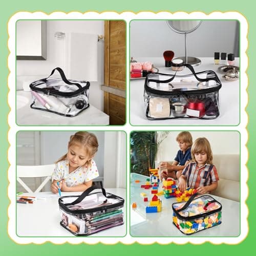 4 Packs Clear Toy Storage Bags, PVC Waterproof Toy Organizer with Zip Reusable Bags for Building Blocks, Board Game, Puzzles, Kids Books, Stationery - Thumbnail 6