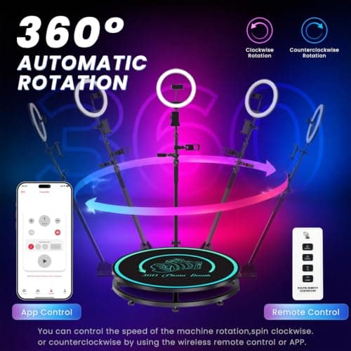 MWE 360 Photo Booth Machine for Parties with Flight Case,Logo Customization,Software APP Remote Automatic 360 Spin Camera Video PhotoBooth 100cm for 4-6 People(39.4"+Flight Case) - Thumbnail 2