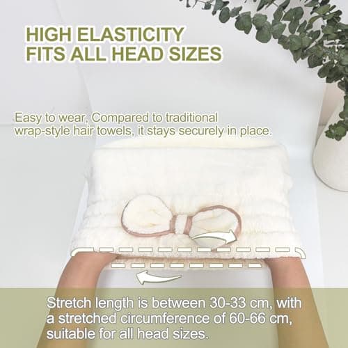 Jseng 3Packs Microfiber Hair Towel for Women - Quick-Drying, Super Absorbent Hair Wrap with Bow Design, Soft Hair Towel Turban for Curly Long Wet Hair - Thumbnail 3