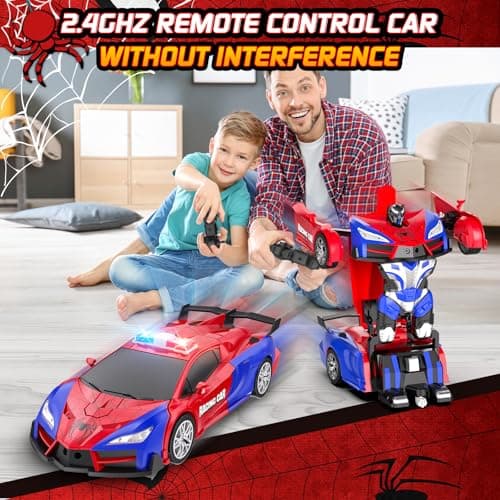 Remote Control Car with One Button Transformation, RC Cars Transforming into Robot, 2.4Ghz 360 Degree Rotation Police Car with Light, 1:18 Scale Transform Toys for Boys Girls Kids 4-7 8-12 6-8 - Thumbnail 4