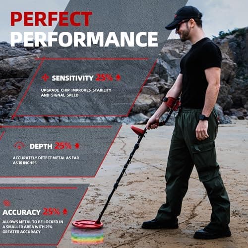 PANCKY Metal Detectors for Adults Waterproof, Professional Higher Accuracy Gold Detector with LCD Display, 5 Mode, Advanced DSP Chip 10" Coil, PK0075 - Thumbnail 5