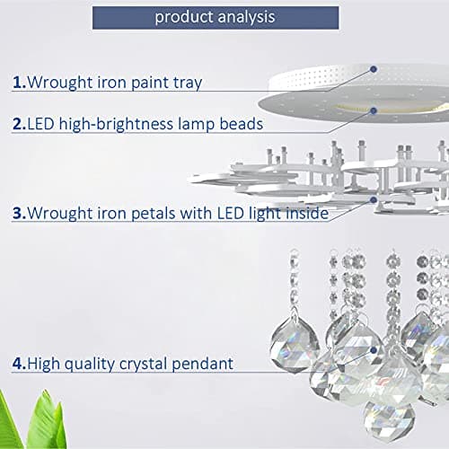 AHAWILL Modern Ceiling Light,Crystal Flush Mount LED Chandelier Ceiling Flower Lamp with Remote Control for Living Room,Bedroom,Hall,Dining Room,Etc.39.4″/120w/20 Heads… - Thumbnail 6