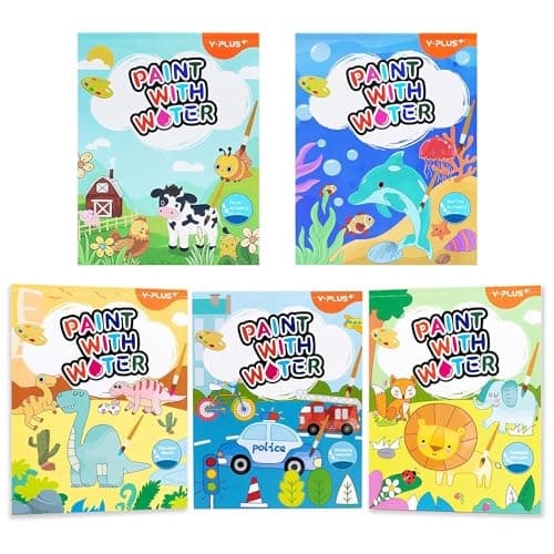 YPLUS Paint with Water Books for Toddlers, Art Craft Toys Watercolor Painting Paper, Gift for Kids Ages 1-3, 2-4, 4-6, Drawing with Brush - 5 Themes