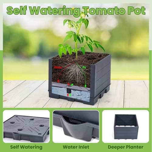 Lancisism Raised Garden Bed Tomato Planter with Trellis - 57" Self Watering Planters Box for Climbing Plants Vegetables Flowers - Garden Tomato Pots with Cage for Patio Greenhouse Indoor Outdoor - Thumbnail 5