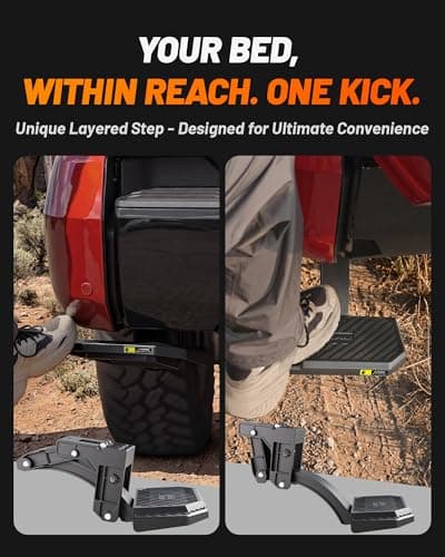 WOLFBOX Retractable Bed Step for 2021-2026 Ford F-150/2022-2026 Lightning EV, 330 LBS Heavy-Duty Truck Bed Step, Non-Slip Aluminum Tailgate Step Replace Easy(Excludes Raptor & Dual Exhaust Models) - Thumbnail 3