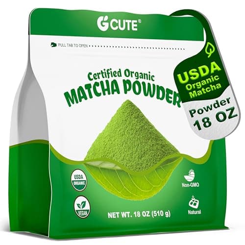 Organic Matcha Powder, 18 oz | Natural Drinks Pure Tea Powder | Organic Certification & Non-GMO | for Matcha Latte, Smoothies, Baking, and Beverage Preparation | Gluten-Free & Vegan