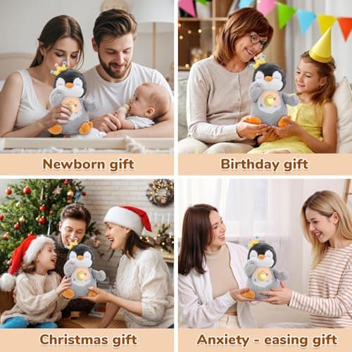 FATIRO Breathing Stuffed Animal, Soothe Snuggle Penguin Plush for Anxiety, Breathing Buddy with Interactive Realistic Breathing Motion & Gentle Snoring Plush for Babies Kids and Adults (Penguin) - Thumbnail 6
