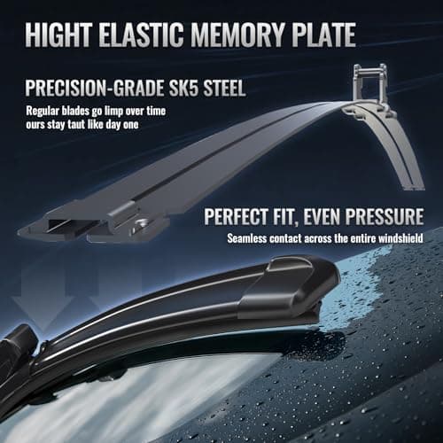 VENRAIN Wiper Blades, OEM Quality, Premium All-Season PTFE Rubber, Quiet & Streak-Free, J-Hook, Automotive Replacement Windshield Wiper Blades (24"+18" Pair for Front Windshield) - Thumbnail 5