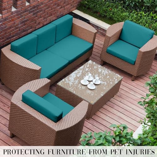 SUKAIKEQA Outdoor Cushion Covers Set,8PCS Patio Furniture Couch Seat Slipcovers, Replacement for Sofa Sectional Chair(Cover，Only) - Thumbnail 6