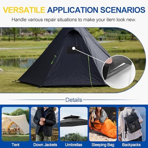 YIKAD Fabric Repair Tape, Self Adhesive Nylon Repair Patch, Waterproof Outdoor Nylon Tape/Patch Kit for Down Jacket Clothing Tent Awnings Boat Cover Couches Navy Blue 4x70 inch - Thumbnail 6
