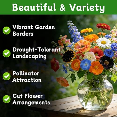 LUOJIBIE Wildflower Seeds Bulk, 10,000+ Flowers Seeds for Planting Outdoor, 16 Varieties Annual & Perennial Flowers Seeds Mix Color for Garden, 2 Oz Packet, Non-GMO, Attracts Pollinators, Easy to Grow - Thumbnail 2