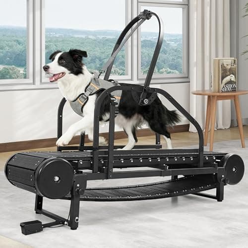 Non-Motorized Dog Treadmill for Large/Medium Dogs, Foot Brake Control, Rotating Support Bar, Adjustable Incline, Heavy Duty Slatmill for Indoor Exercise Equipment,Up to 300lbs