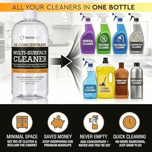 Thirteen Chefs 8X Multi-Surface Cleaner Concentrate - Makes 1 Gallon of Cleaner for Kitchen and Bath - Safe for Granite and Quartz Countertops - 16oz (No Sprayer Included) - Thumbnail 2