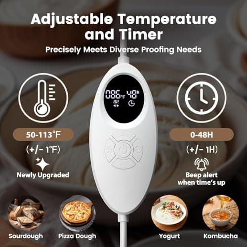 GIYUDOT Folding Bread Proofing Box with 50-113℉ Temp Control & 48H Timer, Dough Proofer with Metal Rack, Humidor, Recipes, Ideal for Sourdough, Bread Baking, Pizza, Yogurt, Kombucha, Precise Control - Thumbnail 4