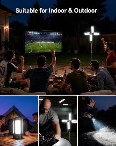 CORESLUX Rechargeable Camping Lights with Stand, 6000K Portable Work Light, 4 LED Lamp Heads Magnetic Flashlight with Detachable Tripod Camping Essentials for Outdoor Work, Garage, Camping, Fishing - Thumbnail 2