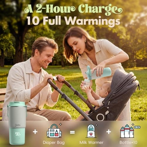 Portable Bottle Warmer with 120W Fast Heating, Portable Milk Warmer for On-the-Go Use, 18000mAh Rechargeable with Long Battery Life, 316 Stainless Steel Warmer for Breast Milk, Formula & Water - Thumbnail 2