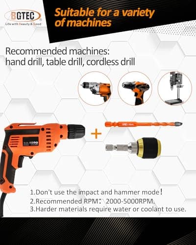 Masonry Drill Bit Set BGTEC - 10PCS 3/16" - 1/2" Carbide Eccentric Drill Bit for Masonry/Brick/Concrete/Tile/Glass/Wood/Plastic/Marble - Thumbnail 6