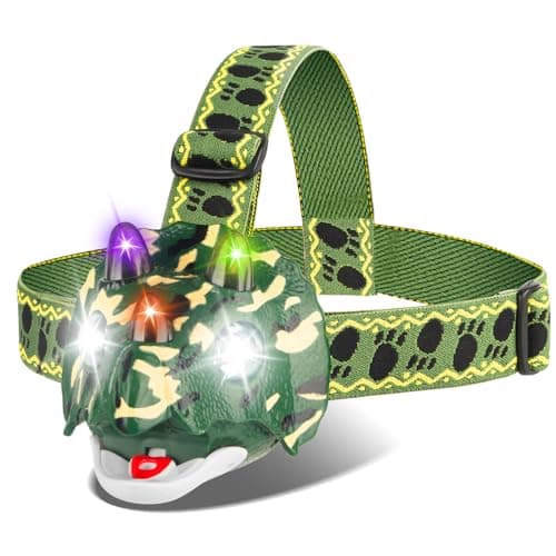 TIGTECGAME Dinosaur LED Headlamp T-Rex Headlamp for Kids Camping Gear Essentials Dinosaur Toy Head Lights Flashlight for Boys Girls or Adults Ideal Gift for Birthday, Halloween, Christmas, New Year - Image 1