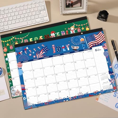 Desk Calendar 2026-2027 - Calendar 2026-2027 from Jul 2026 to Dec 2027, 17"×12", 18 months Calendar with Corner Protectors, Large Ruled Blocks, Notes - 12 Different Themes - Thumbnail 6