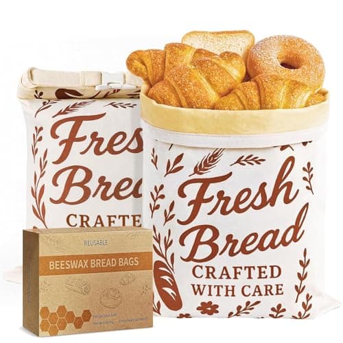 Beeswax Bread Bags for Sourdough & Homemade Bread XL 17x13 Inch, Reusable Bags for Homemade Bread Sourdough, 2 Packs Cotton Bread Storage Bags for Freezer & Refrigerator (Red) - Image 1