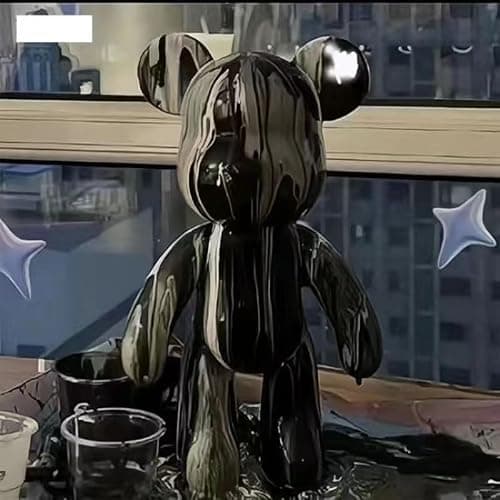 Coniuty DIY (Black+White+Gold, 9 Inch) Fluid Bear + Bear Keychain Figure Paint Set for Creative Graffiti Art Multicolor Painting - Thumbnail 5