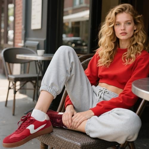 Tigeridea Womens Sneakers Comfortable Casual Shoes for Women Lace up Slip on Red Tennis Shoes Women's Fashion Sneakers Size 7 - Thumbnail 2