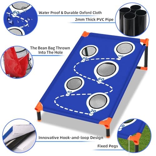 NZQXJXZ Portable Cornhole Board Set with 8 Bean Bags 3x2FT Cornhole Games for Kids and Adults Cornhole Set for Indoor and Outdoor Camping Parties Travel Beach Yard - Thumbnail 6