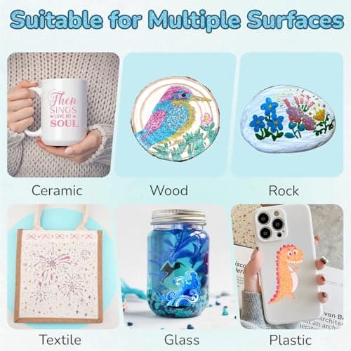 HOTU Glitter Markers Pen, 12 Glitter Colors Paint Pens Sparkly Metallic Shimmer Acrylic Marker Fine Point Tip 0.7mm Water-based Ink for Adults DIY Crafts Greeting Birthday Cards - Thumbnail 5