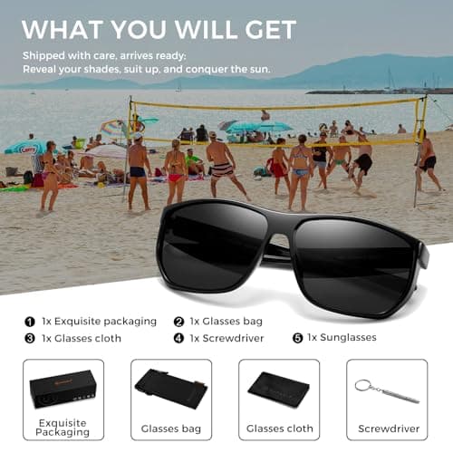 SUNGAIT Ultralight Polygon Sunglasses for Men Women Black Square Polarized Shades for Driving Running UV Protection (Bright gray) - Thumbnail 6