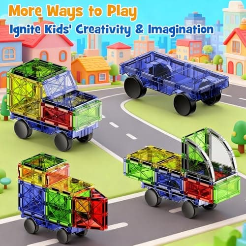 WMXDU 2-in-1 Dynamic Magnetic Downhill & Race Track Set - 40PCS Expandable Magnetic Tiles with Car for Creative STEM Play The Ultimate Travel Toy & Gift for Kids Ages 3-8 - Thumbnail 5