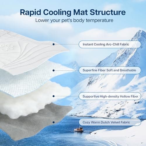 Petrendy Dog Cooling Mat, 59"x40" Cooling Mat for Large Dogs, Arc-Chill Cold Fabric Delivers Rapid and Lasting Cool (Q-Max>0.5), Portable & Washable Pet Pad for Summer - Thumbnail 3