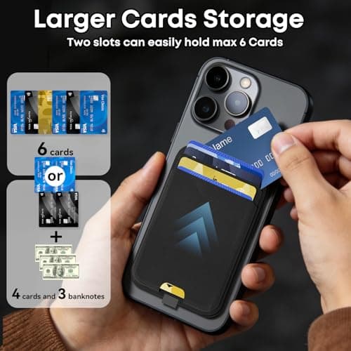 NavmmSenn for Magsafe Wallet Find My with Tracker, RFID Blocking Magnetic Wallet for iPhone 17/16/15/14/13/12 Series, 6 Cards Holder, Adjustable Stand, Rechargeable Mag Safe Wallet for Minimalist Men - Thumbnail 5