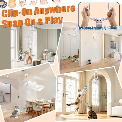 INKZOO Interactive Cat Toys for Indoor Cats, Automatic Flying Bird Feather Wand Toy for Chase Exercise Enrichment, Rechargeable Durable Safe Hanging Cat Toy for Bored Kittens & Adult Cats - Thumbnail 5