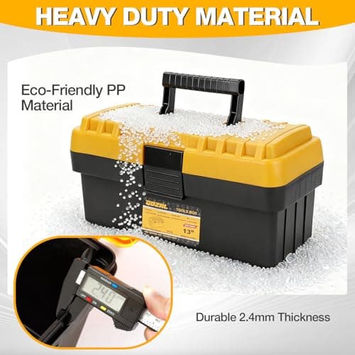 4 Pack Tool Box Heavy Duty Plastic Toolbox with Removable Trays & Dividers,Professional Lockable Portable Storage Box 13"15"17"19"Organizers for Garage Workshop Jobsite Home Hand Power Craft Tools - Thumbnail 2