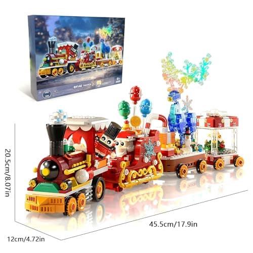 Christmas Train Building Block Set-1461PCS Surprise Christmas Countdown Toys with LED Light Collectible Holiday Block Sets Thanksgiving Xmas Gifts Home Decor for Boys Girls and Adults - Thumbnail 5