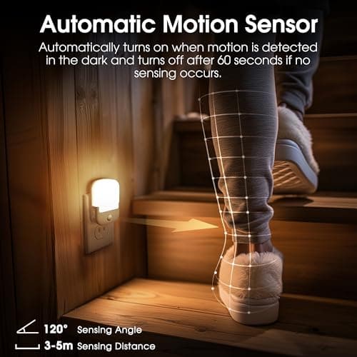 Briignite Motion Sensor Night Light, Plug in, Dusk to Dawn, Adjustable Brightness Led Night Lights Soft White, 1W, Bedroom, Kids Room, Bathroom, Stair - Thumbnail 2