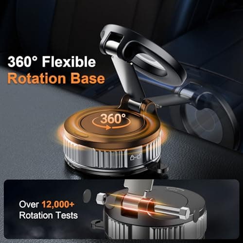 Magnetic Phone Holder for Car, 360° Adjustable Vacuum Car Phone Holder for Magsafe, 80+LBS Suction Phone Mount for Car Dash/Windshield/Screen, Phone Holders for Your Car for iPhone 17 16 15 14 13 12 - Thumbnail 5