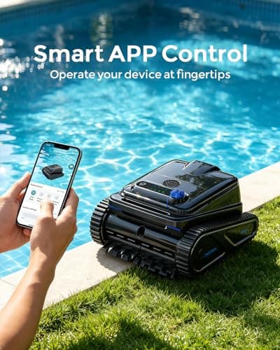 OUCAXIA Y50P Robotic Pool Cleaner for Inground & Above Ground Pools, Wall-Climbing Automatic Pool Vacuum for Waterline Floor Wall Cleaning Up to 2200sq.ft, 4L Large Filter Box, APP Control - Thumbnail 6