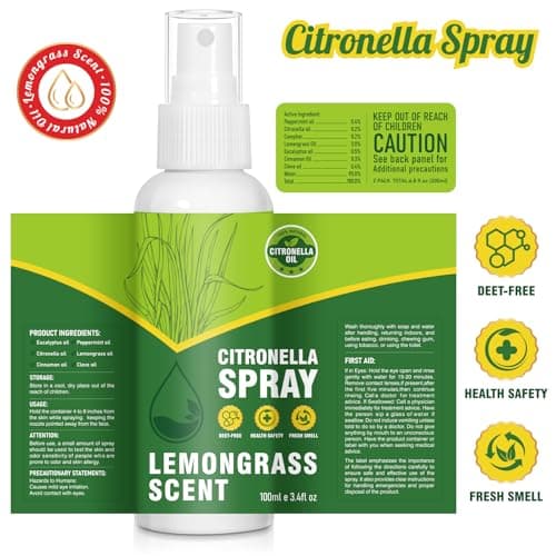 STRN Citronella Spray, DEET-Free, 6.76 oz (200ML), Air Freshener Spray for Summer Outdoor, Lemongrass Plant-Based Essential Oil Spray, for Patio, Camping, Hiking, Traveling, Fishing - Thumbnail 2