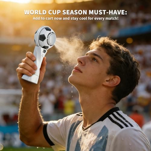 NAACOO World Cup Trophy Portable Handheld Fan,3000mAh USB-C Rechargeable Battery, 14000RPM Turbo Fan,Digital Display,High Speed Cooling Fan,Portable Fan for Soccer Fans,Camping,Outdoor,Travel,Vacation - Thumbnail 3