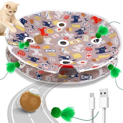 BENTOPAL Cat Toys for Indoor Cats, Interactive Ball & 9 Holes Play Mat, Hide-n-Seek Exercise Game, Automatic Ball in Pouch, Mouse Squeaky Stimulating Toy, Motion Activated Kitten Enrichment Toys