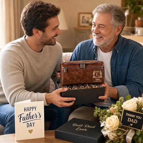 VBAIFAyy Personalized Leather Toiletry Bag for Men, Custom Engraved Hanging Dopp Kit with Name, Waterproof Travel Shaving Organizer, Durable Multi-Pocket Gift for Dad Husband Uncle Groomsmen Christmas - Thumbnail 2
