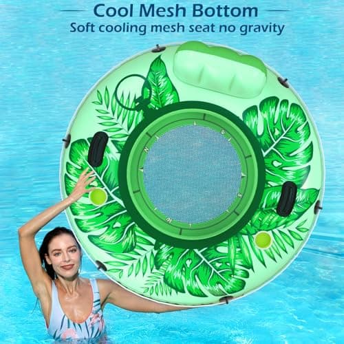 Jasonwell Inflatable River Tube Float - Heavy Duty River Float Pool Floats Lake Premium Water Tubes for Floating Recreational River Raft Lounge Floaties with 2 Cup Holders for Adult - Thumbnail 2