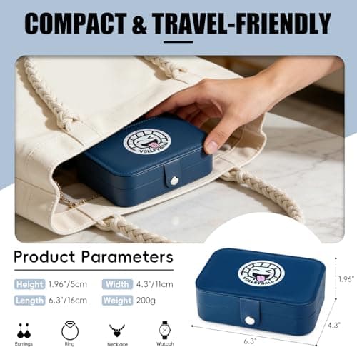 SEAWINGPA 3-Pack Small Travel Jewelry Case with Cute Volleyball Character Portable Mini Jewelry Organizer Box Gifts Bulk For Christmas Graduation Sports Team Club Birthday Goodie Party Favors - Thumbnail 3