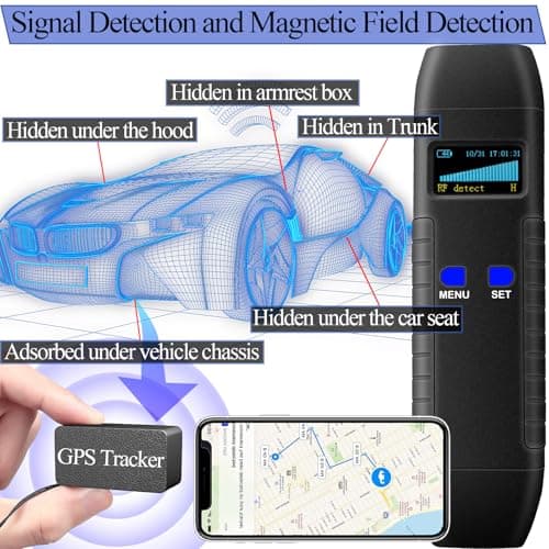 KAXYUYA Hidden Camera Detector GPS Tracker Detector, RF Bug Sweeper Listening Device Detector for Car, Hotel, Meeting Protect Your Privacy - Thumbnail 3