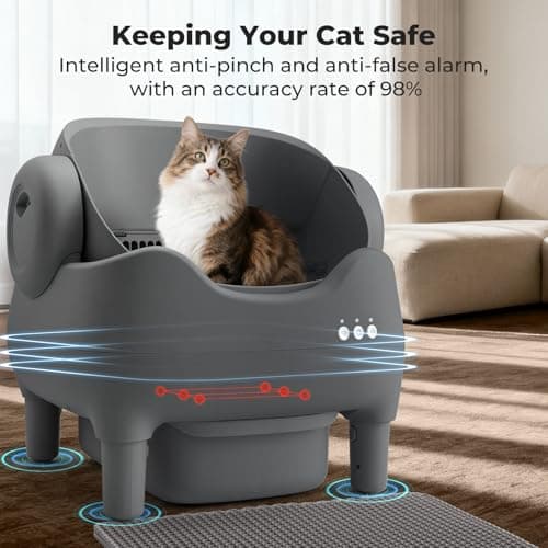 KITPLUS Self Cleaning Litter Box, Automatic Cat Litter Box with APP Control, Odor-Free Waste Disposal Includes Trash Bags, Large Waste Bin, Open-Top, for Multiple Cats - Thumbnail 3